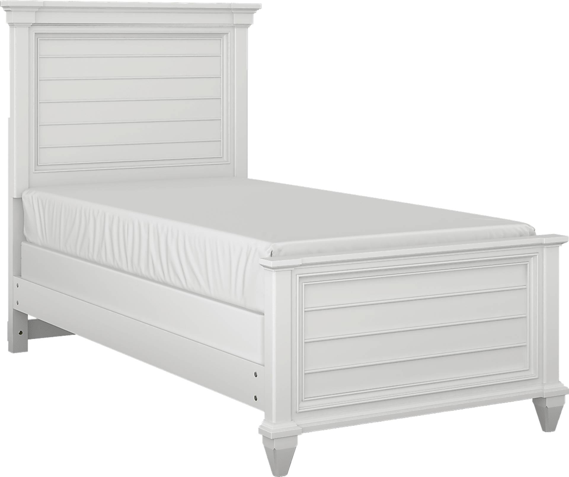 white 3 pc twin panel bed