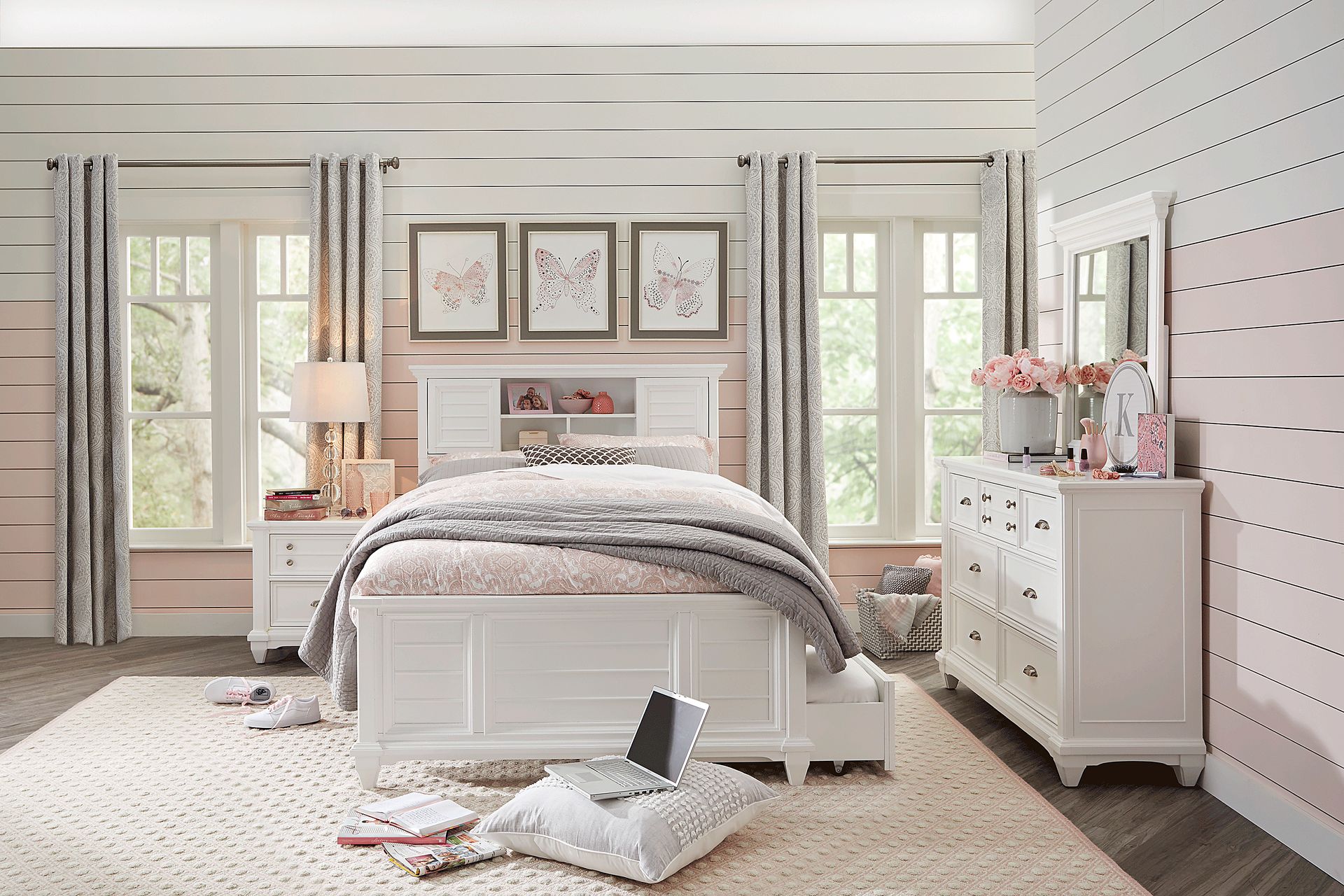 Kids Hilton Head White 5 Pc Full Bookcase Bedroom - Image 1