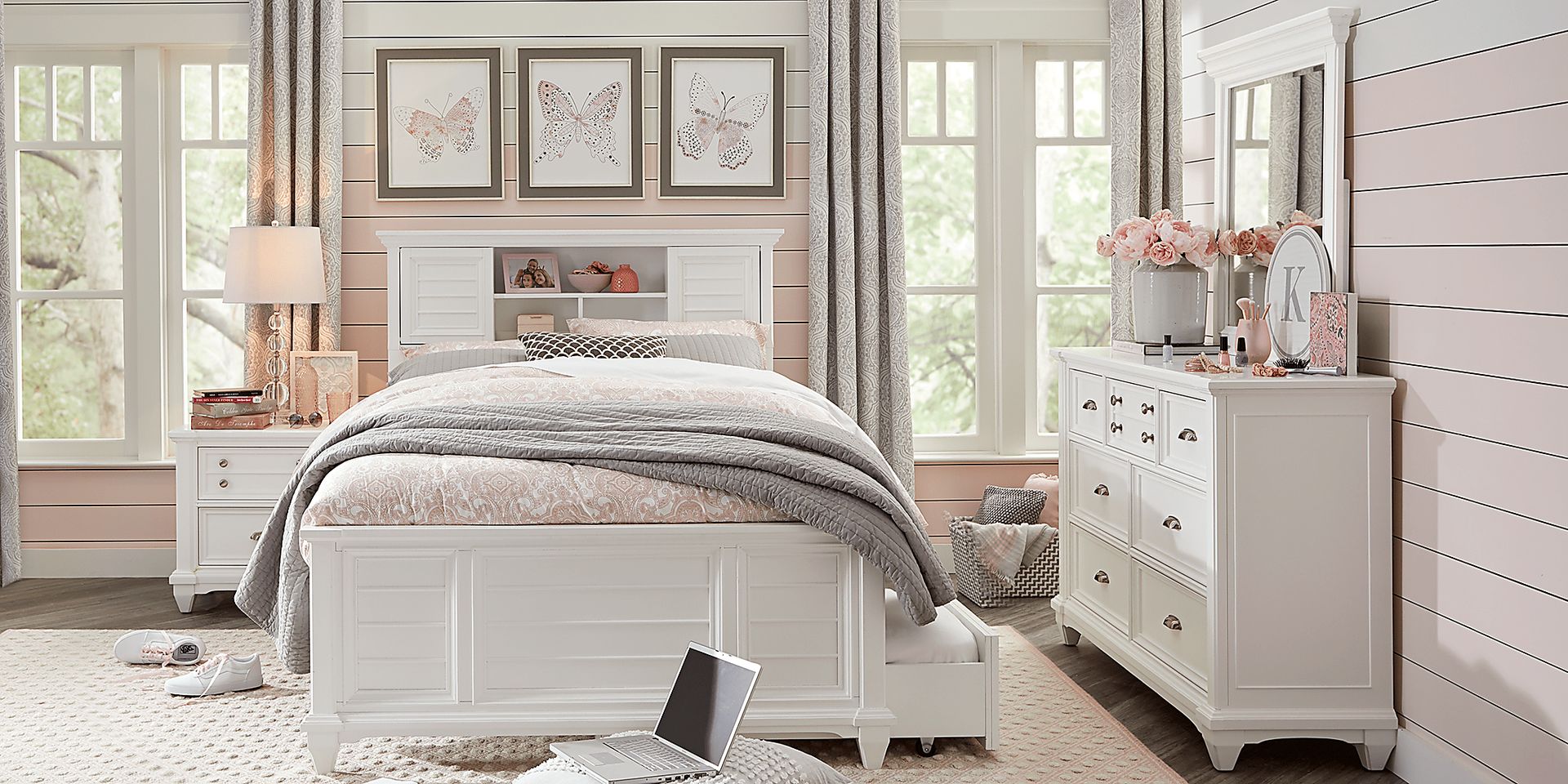 Kids Hilton Head White 5 Pc Full Bookcase Bedroom - Image 1