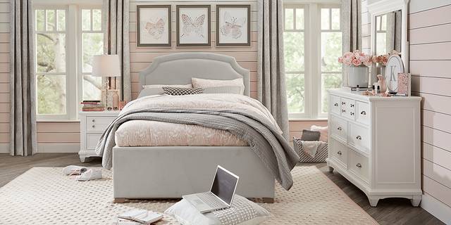 Kids Dakotah Gray Full Upholstered Bed - Thumbnail - Image 2