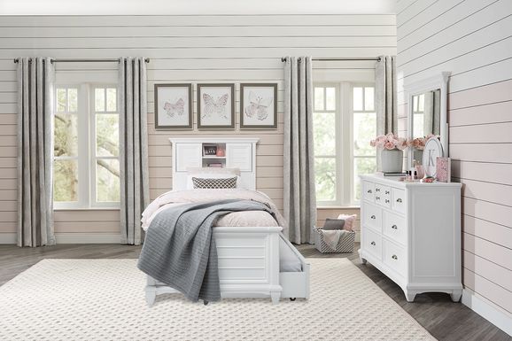 Kids Hilton Head White 5 Pc Twin Bookcase Bedroom