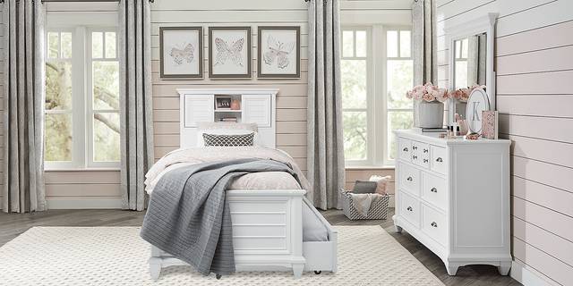 Kids Hilton Head White 5 Pc Twin Bookcase Bedroom - Thumbnail - Image 1