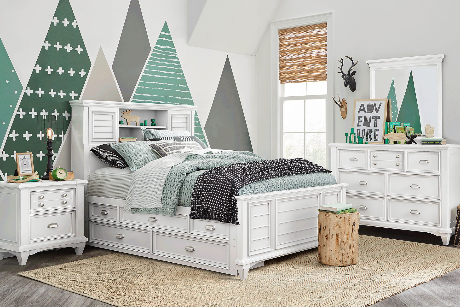 Kids Hilton Head White Full Bookcase Bed with Storage Side Rails - Image 2