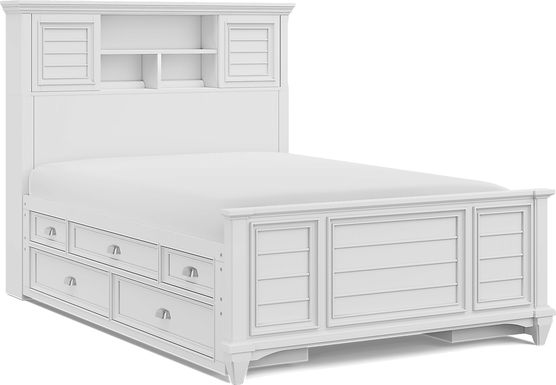 Kids Hilton Head White Full Bookcase Bed with Storage Side Rails