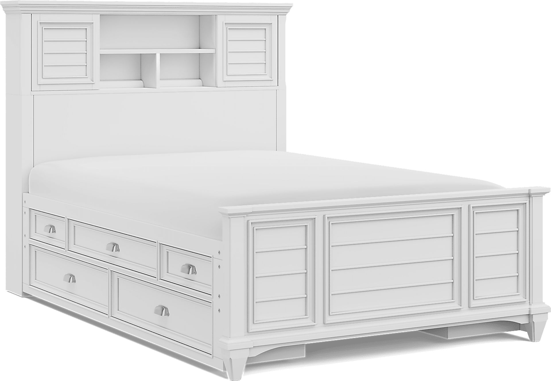 Kids Hilton Head White Full Bookcase Bed with Storage Side Rails - Image 1