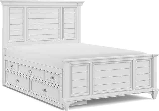 Kids Hilton Head White Full Panel Bed with Storage Side Rail - Thumbnail - Image 1