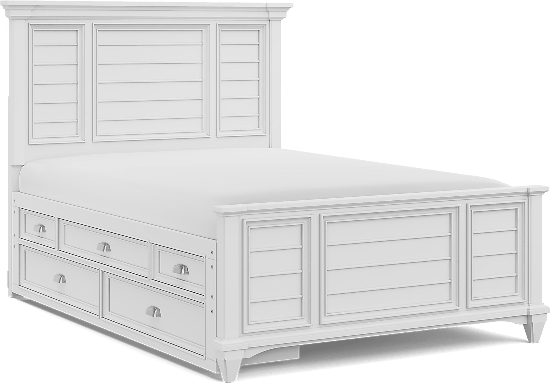Kids Hilton Head White Full Panel Bed with Storage Side Rail - Image 1