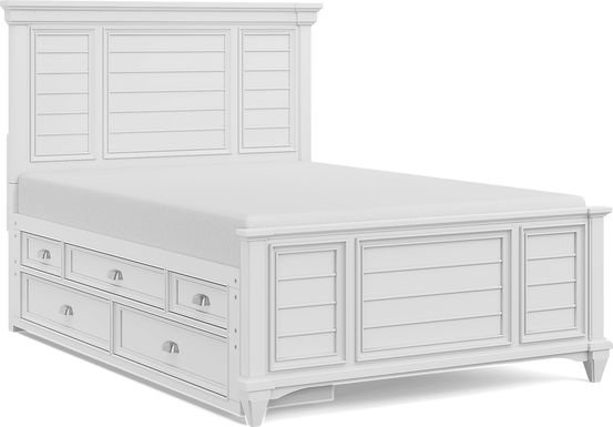 Kids Hilton Head White Full Panel Bed with Storage Side Rail