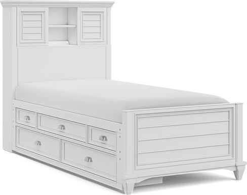 Kids Hilton Head White Twin Bookcase Bed with Storage Side Rail