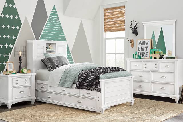 Kids Hilton Head White Twin Bookcase Bed with Storage Side Rails - Thumbnail - Image 2