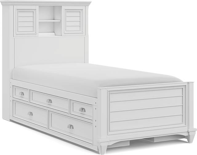 Kids Hilton Head White Twin Bookcase Bed with Storage Side Rails - Thumbnail - Image 1