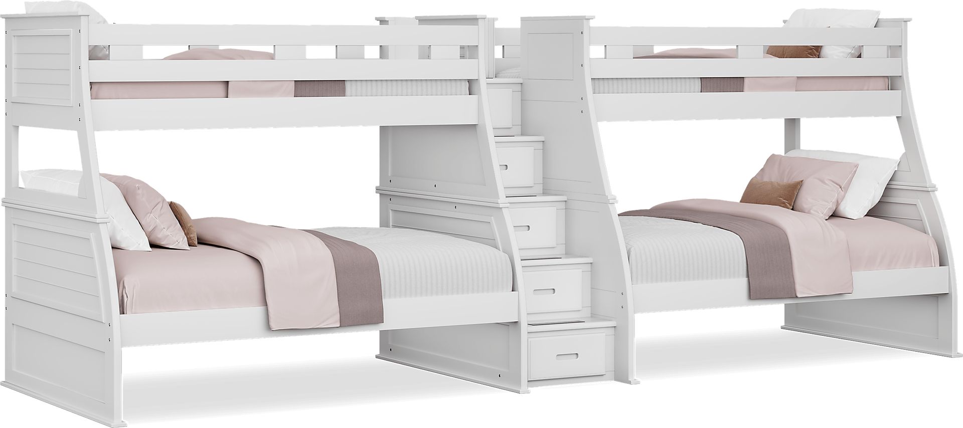 Kids Hilton Head White Twin/Full Double Step Bunk - Image 1