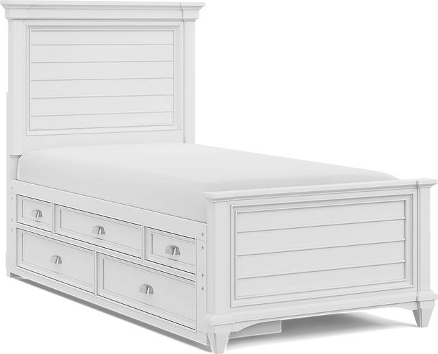 Kids Hilton Head White Twin Panel Bed with Storage Side Rail - Thumbnail - Image 1