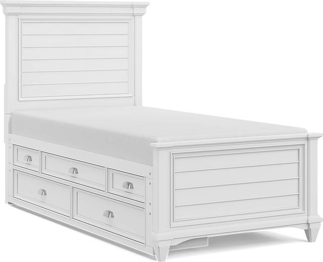 Kids Hilton Head White Twin Panel Bed with Storage Side Rail - Thumbnail - Image 1