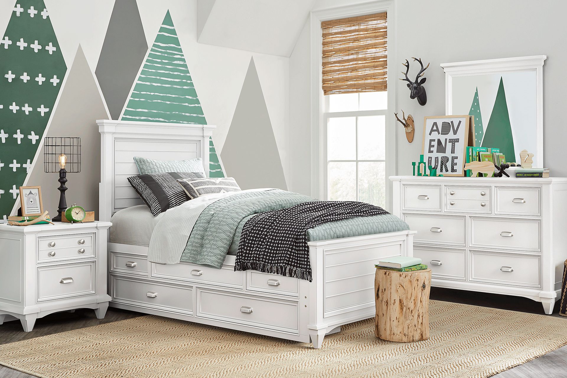 Kids Hilton Head White Twin Panel Bed with Storage Side Rails - Image 2