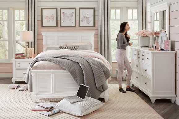 Kids Hilton Head White Twin XL Panel Bedroom