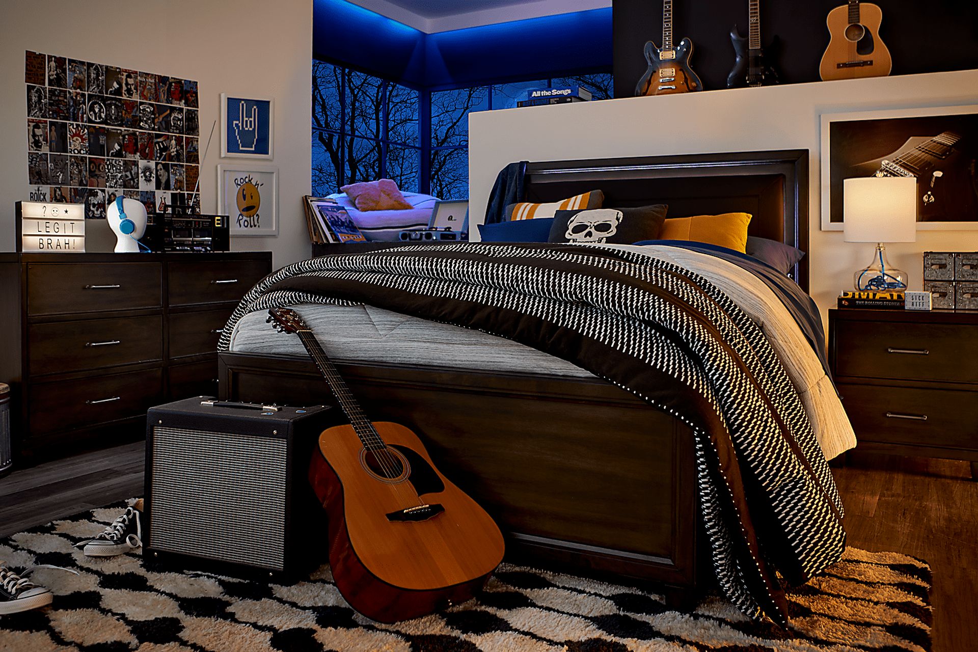 Kids Holden's Ridge Charcoal 5 Pc Full Upholstered Bedroom - Image 5