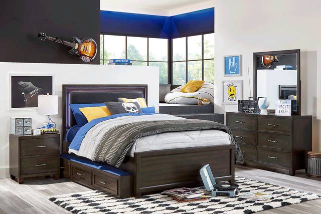 Kids Holden's Ridge Charcoal 5 Pc Twin Upholstered Bedroom - Thumbnail - Image 1