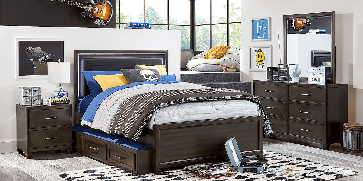 Kids Holden's Ridge Charcoal 5 Pc Twin Upholstered Bedroom Rooms To Go