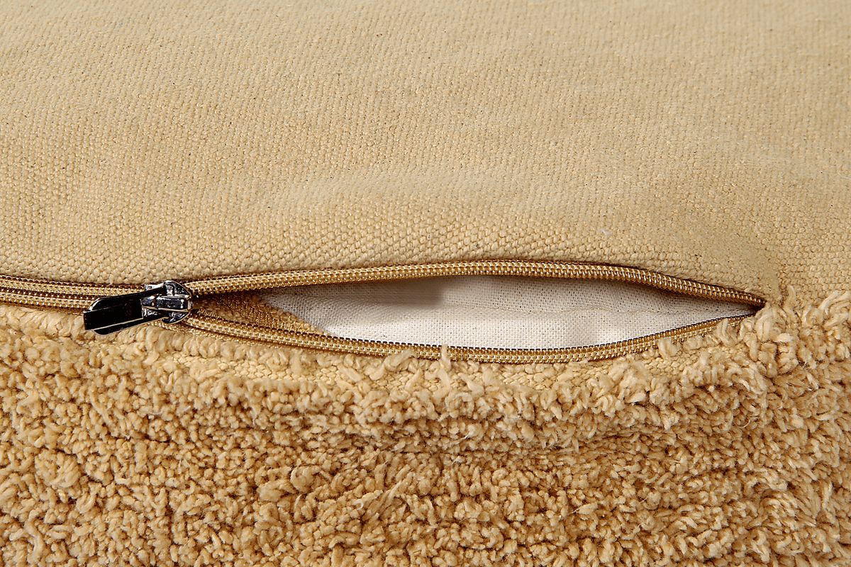 Chillette Honey Beige,Yellow Cotton Fabric Pouf | Rooms to Go