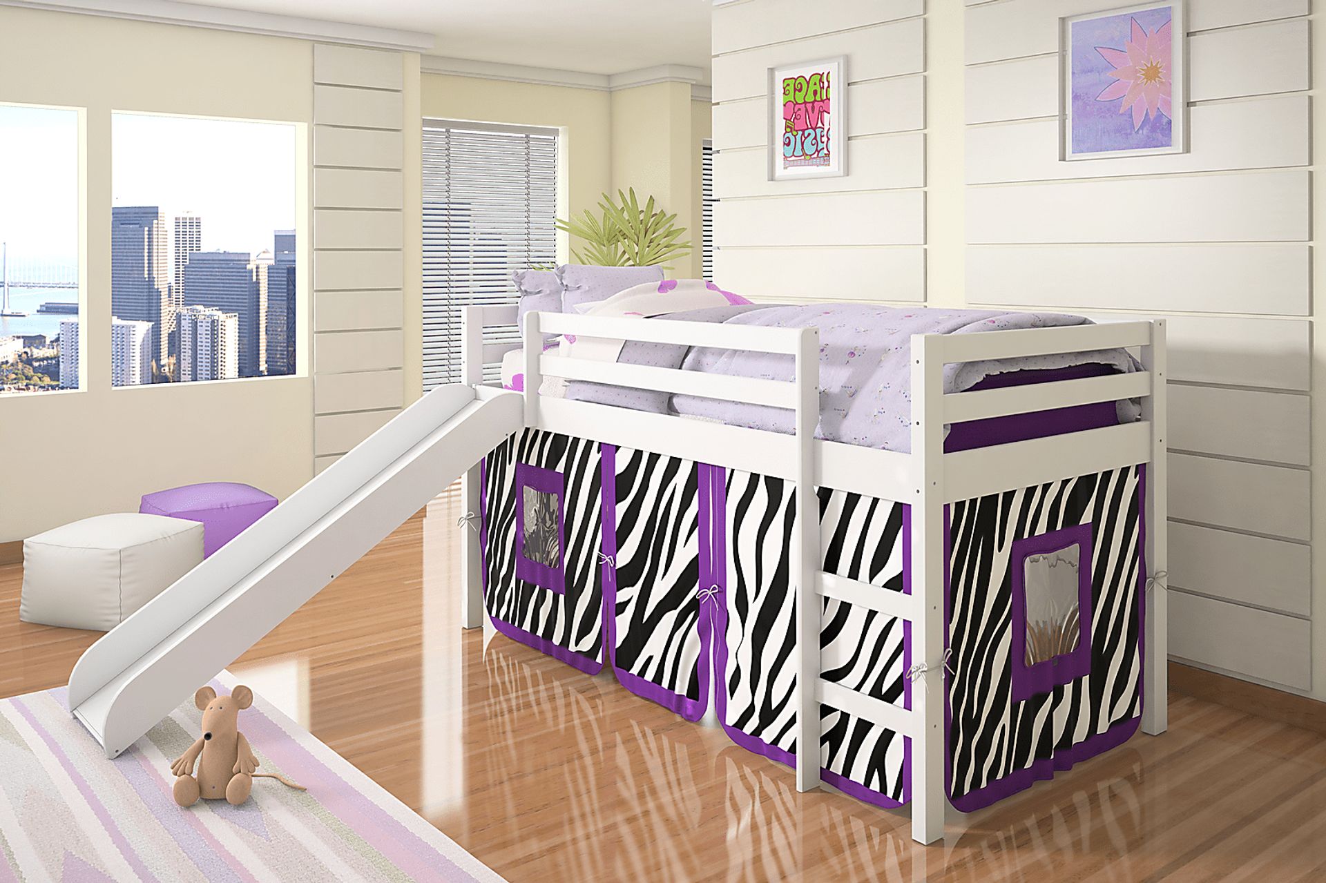 Kids Hoviespian Purple Twin Tent Loft Bed - Image 2