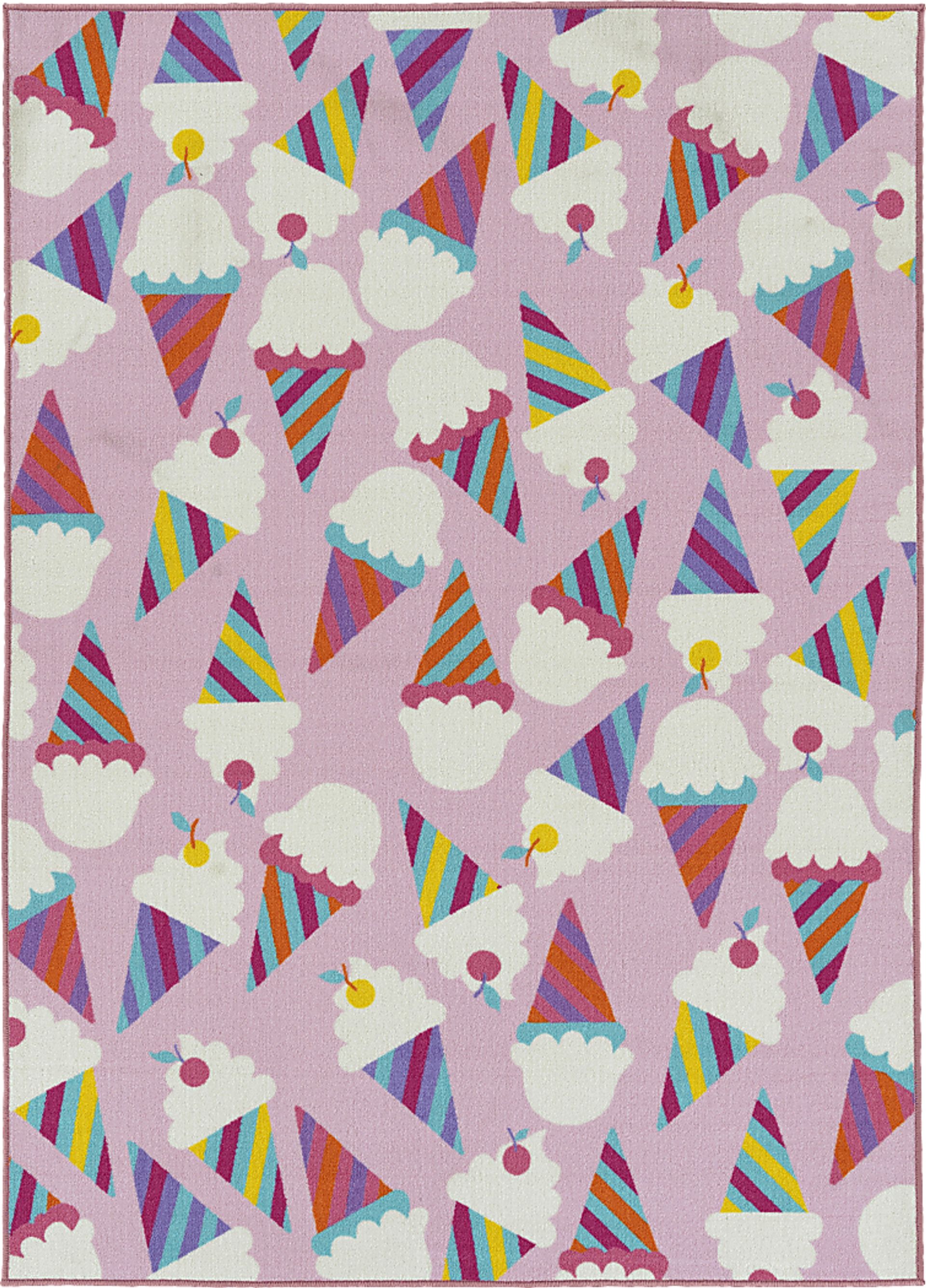 Kids Ice Cream Pop Pink 5' x 7' Rug - Image 1