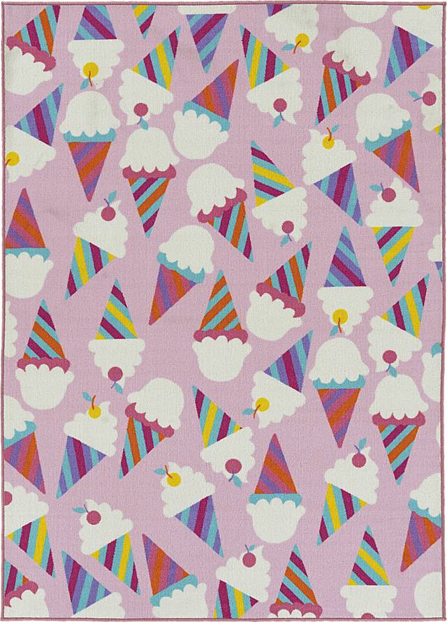 Kids Ice Cream Pop Pink 7' x 9' Rug - Thumbnail - Image 1