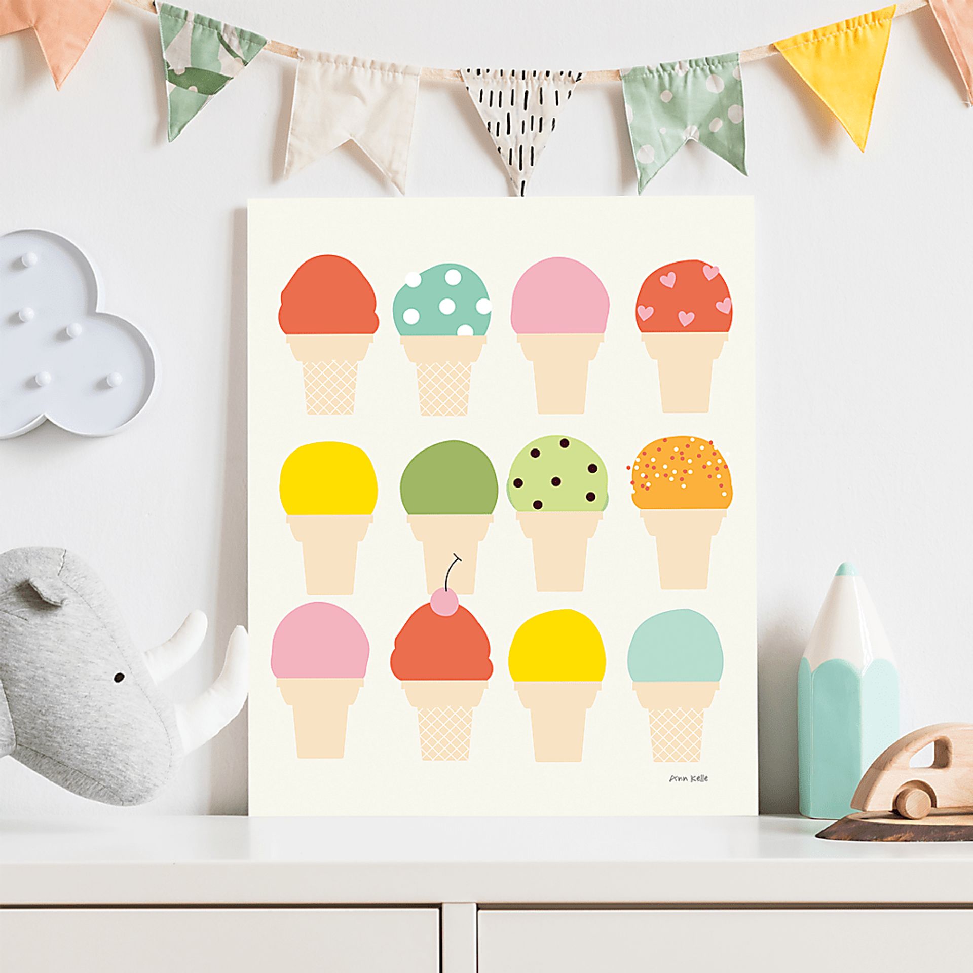 Kids Ice Cream Time Beige Wall Art - Image 2