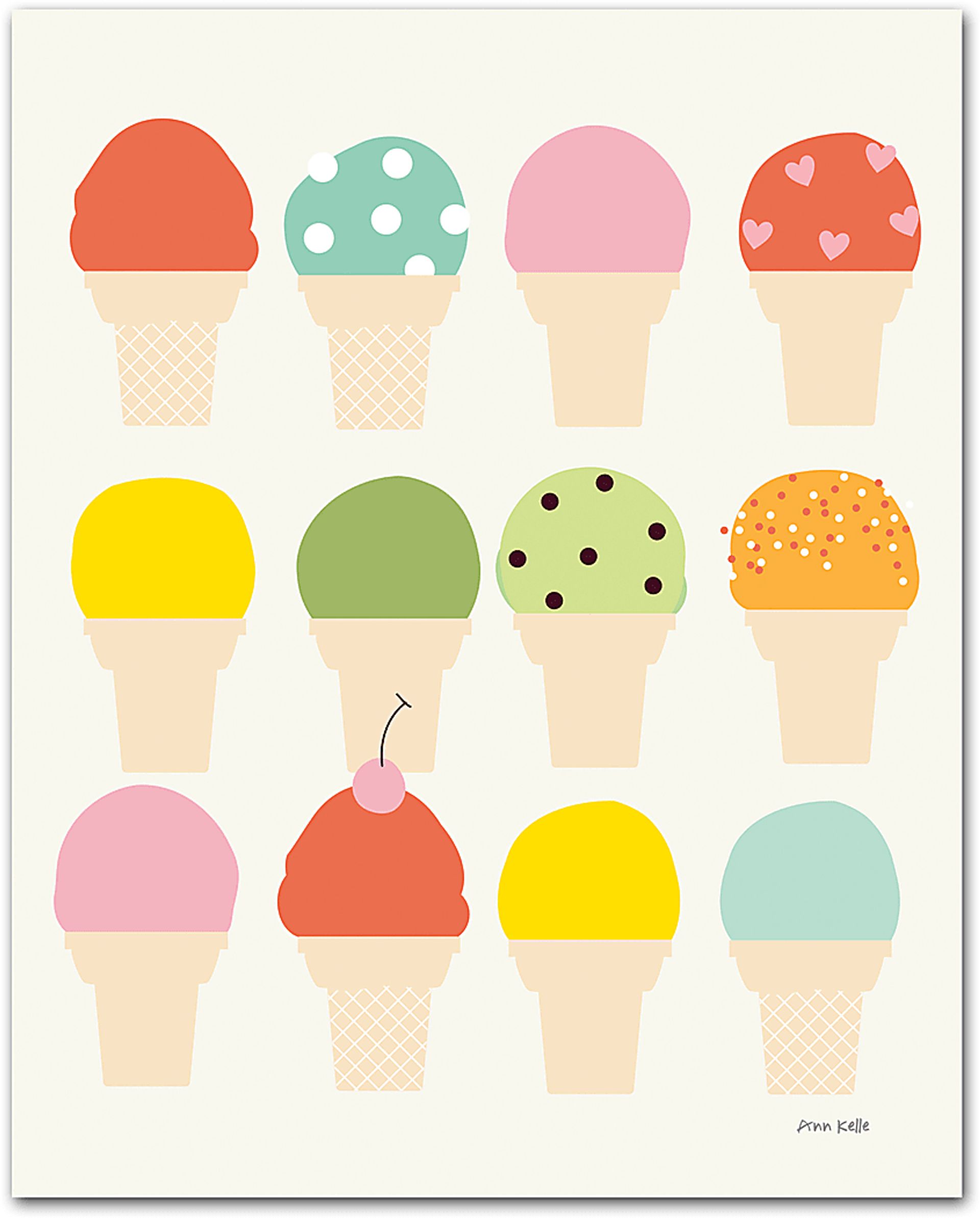 Kids Ice Cream Time Beige Wall Art - Image 1