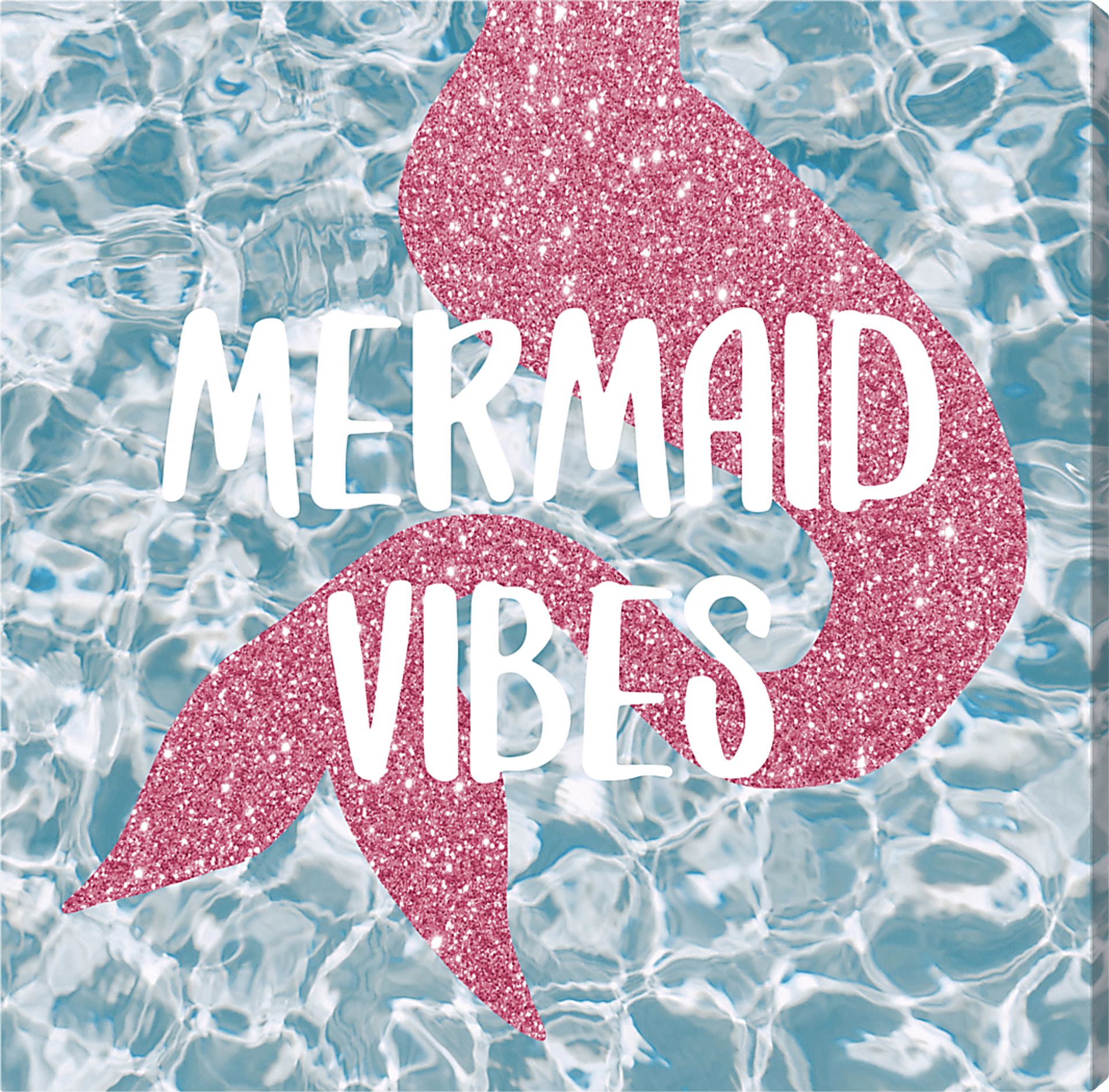 Kids In The Mermaid Vibes Blue Small Wall Art - Image 1