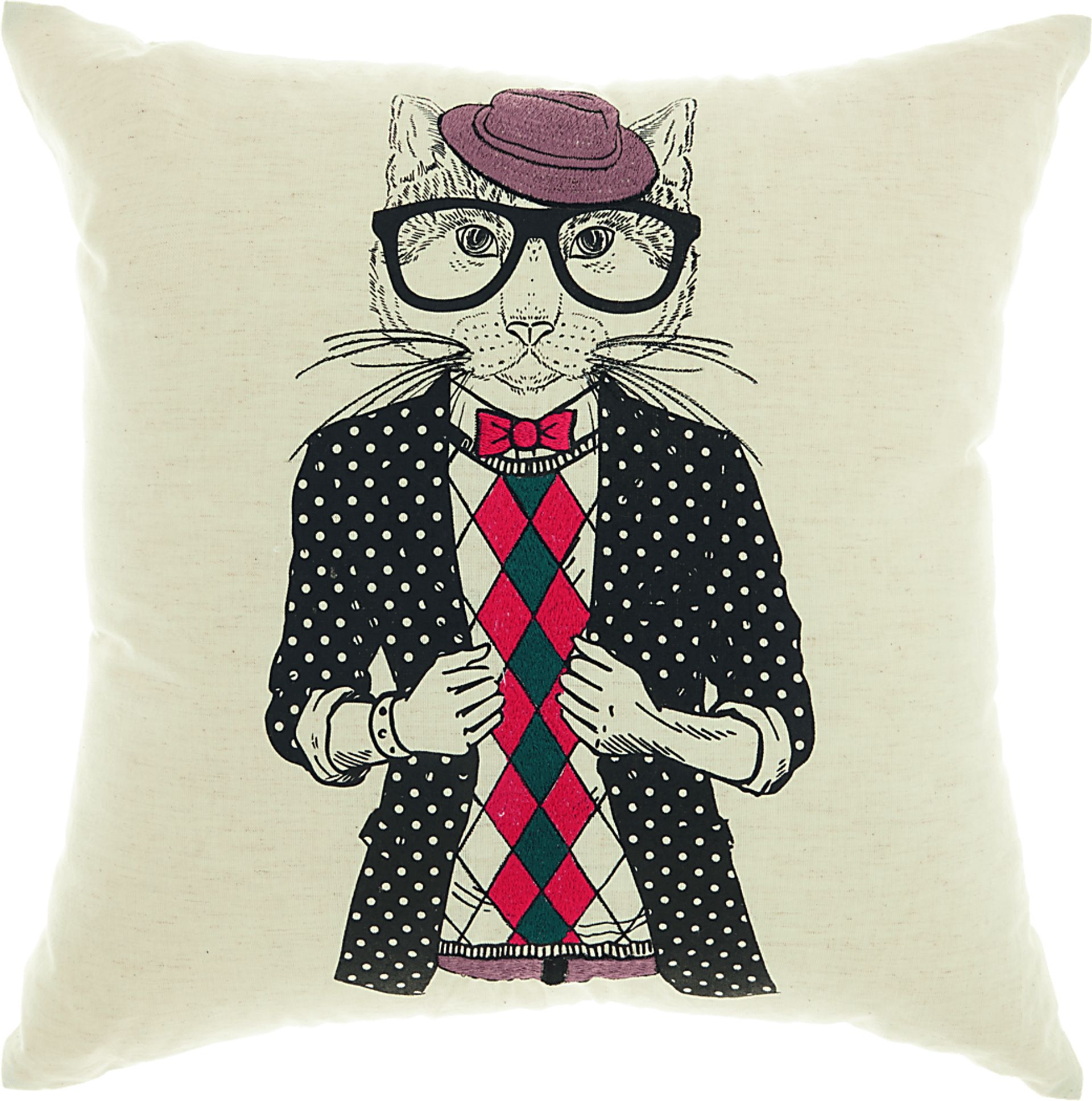 Kids Indie Cat Beige Accent Pillow - Image 1