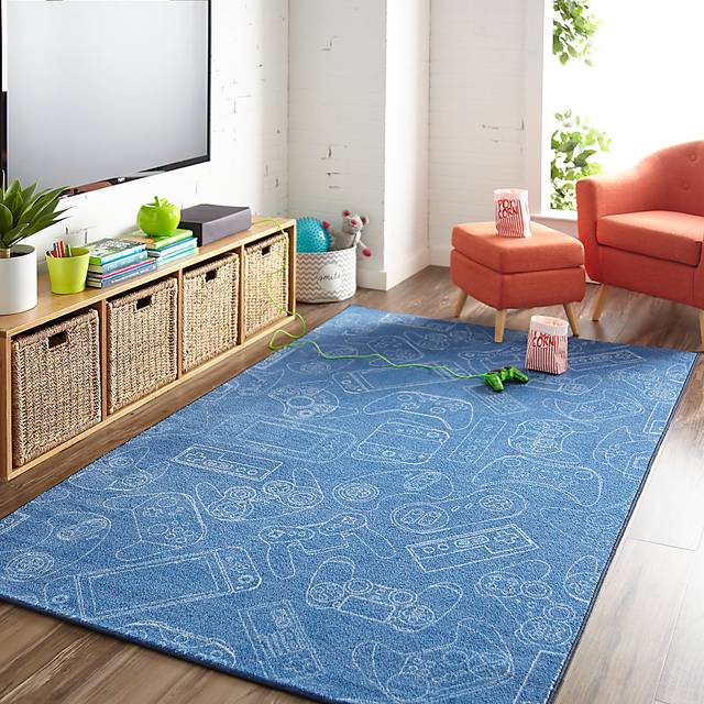 Kids Inner Gamer Blue 5' x 8' Rug - Thumbnail - Image 2