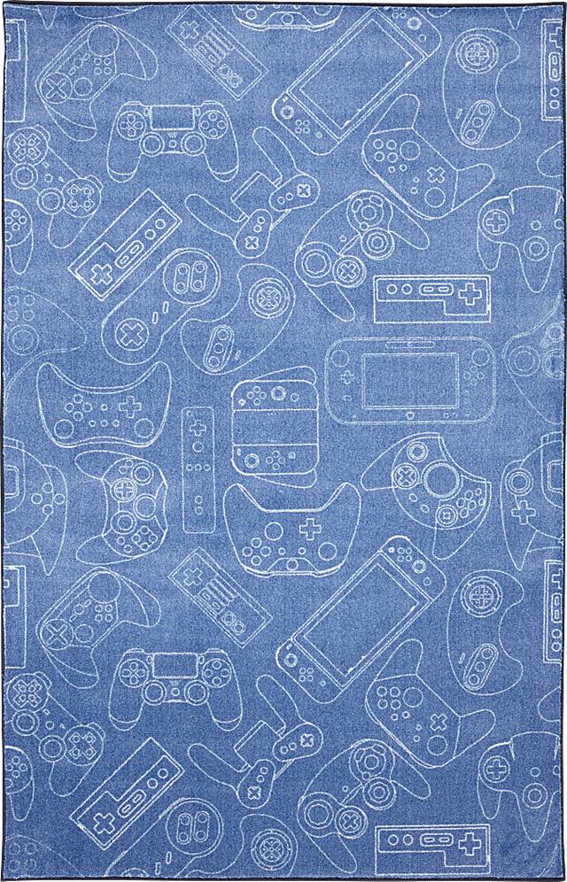 Kids Inner Gamer Blue 5' x 8' Rug - Thumbnail - Image 1