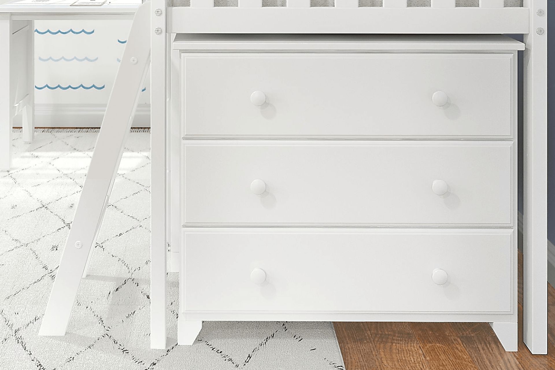 Kids Irenka I White Twin Loft Bed with Pull-Out Desk & Dresser - Image 6