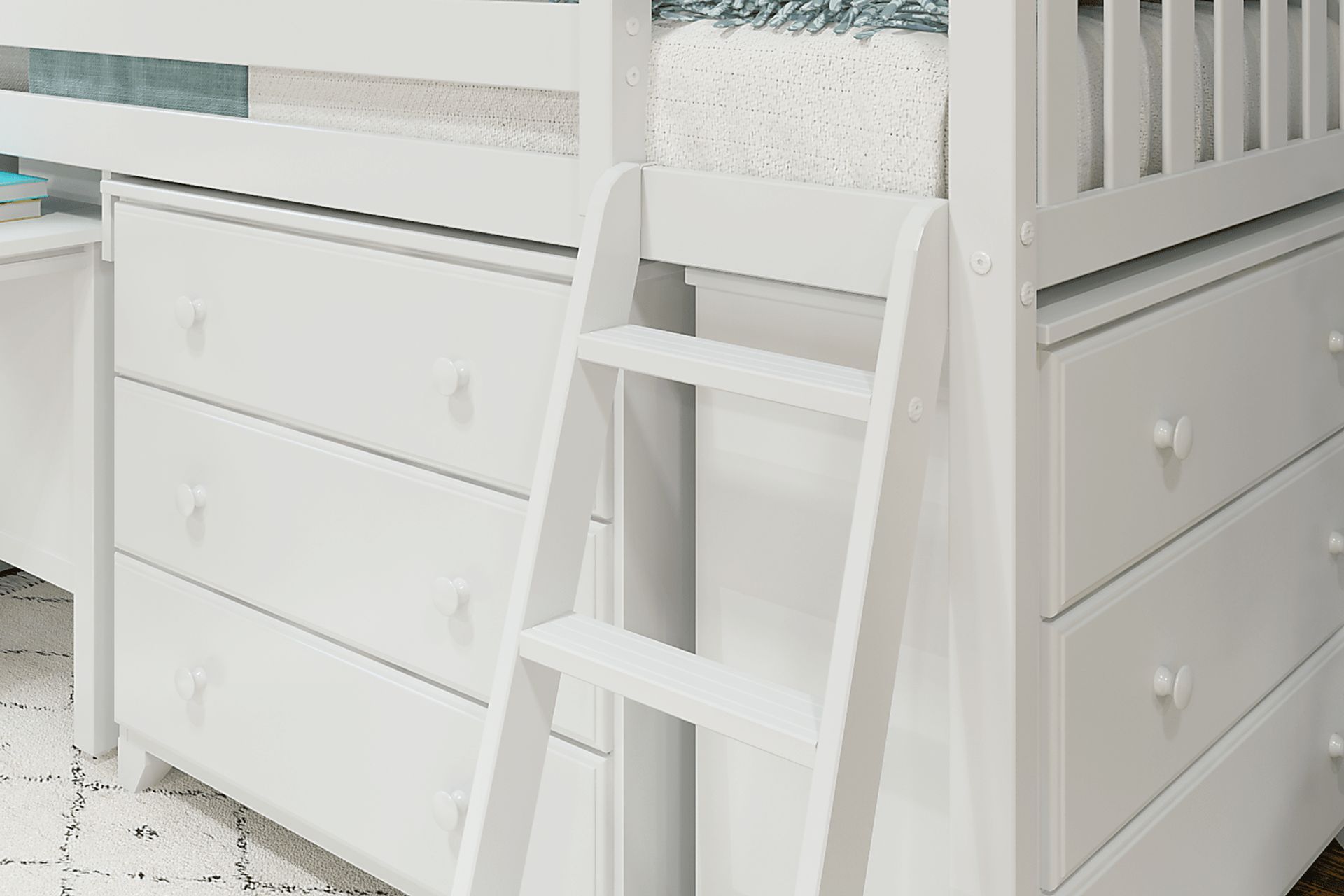 Kids Irenka I White Twin Loft Bed with Pull-Out Desk & Dresser - Image 7
