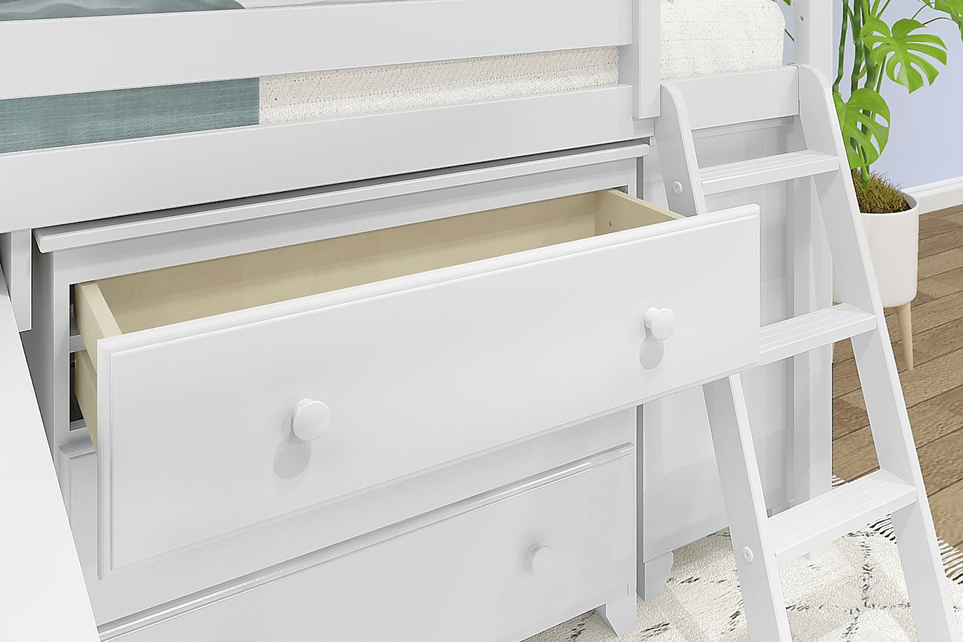 Kids Irenka I White Twin Loft Bed with Pull-Out Desk & Dresser - Image 8