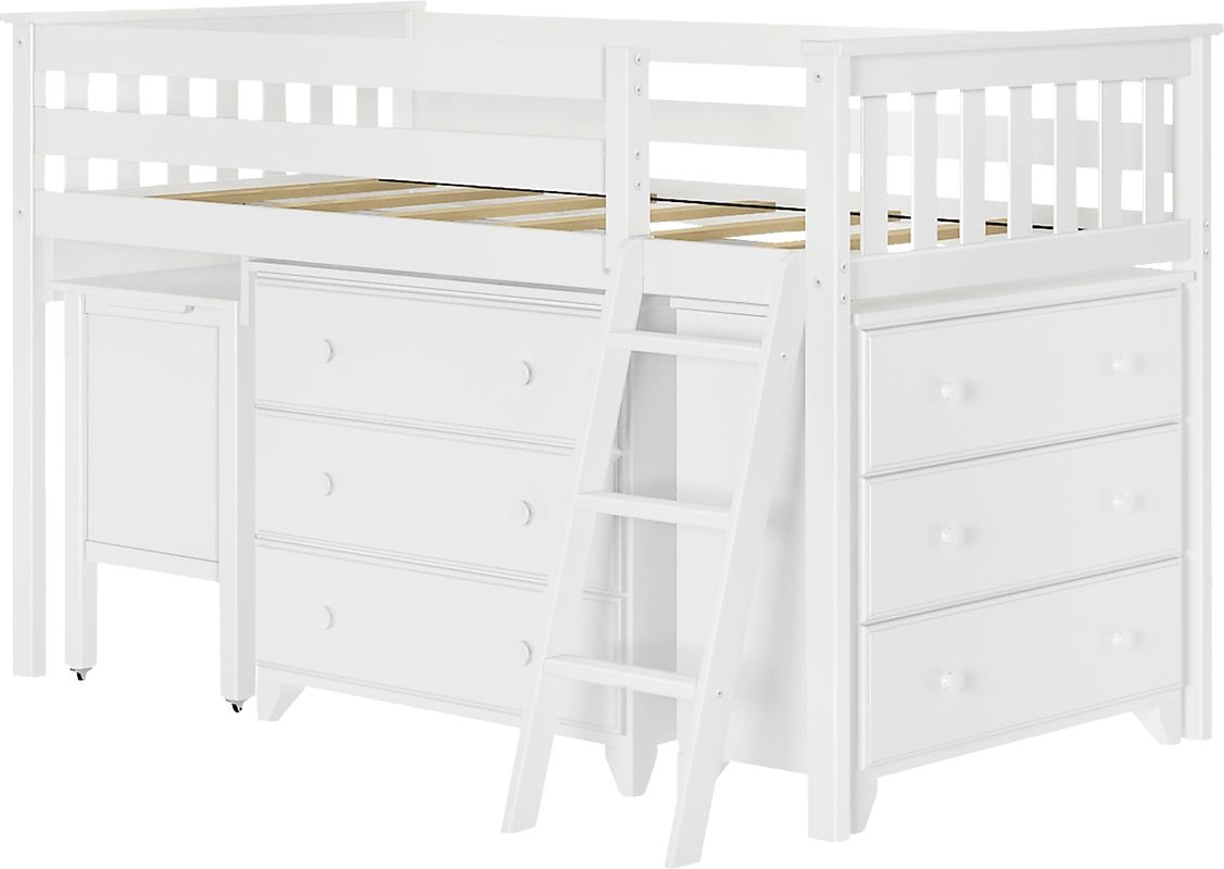 Kids Irenka I White Twin Loft Bed with Pull-Out Desk & Dresser