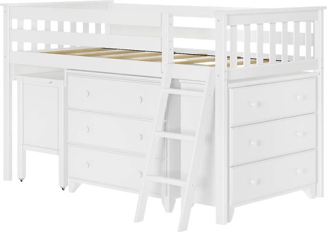 Kids Irenka I White Twin Loft Bed with Pull-Out Desk & Dresser - Thumbnail - Image 1