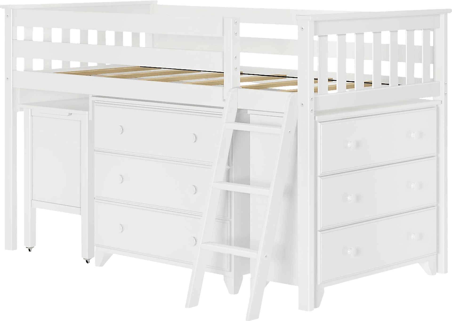 Kids Irenka I White Twin Loft Bed with Pull-Out Desk & Dresser - Image 1