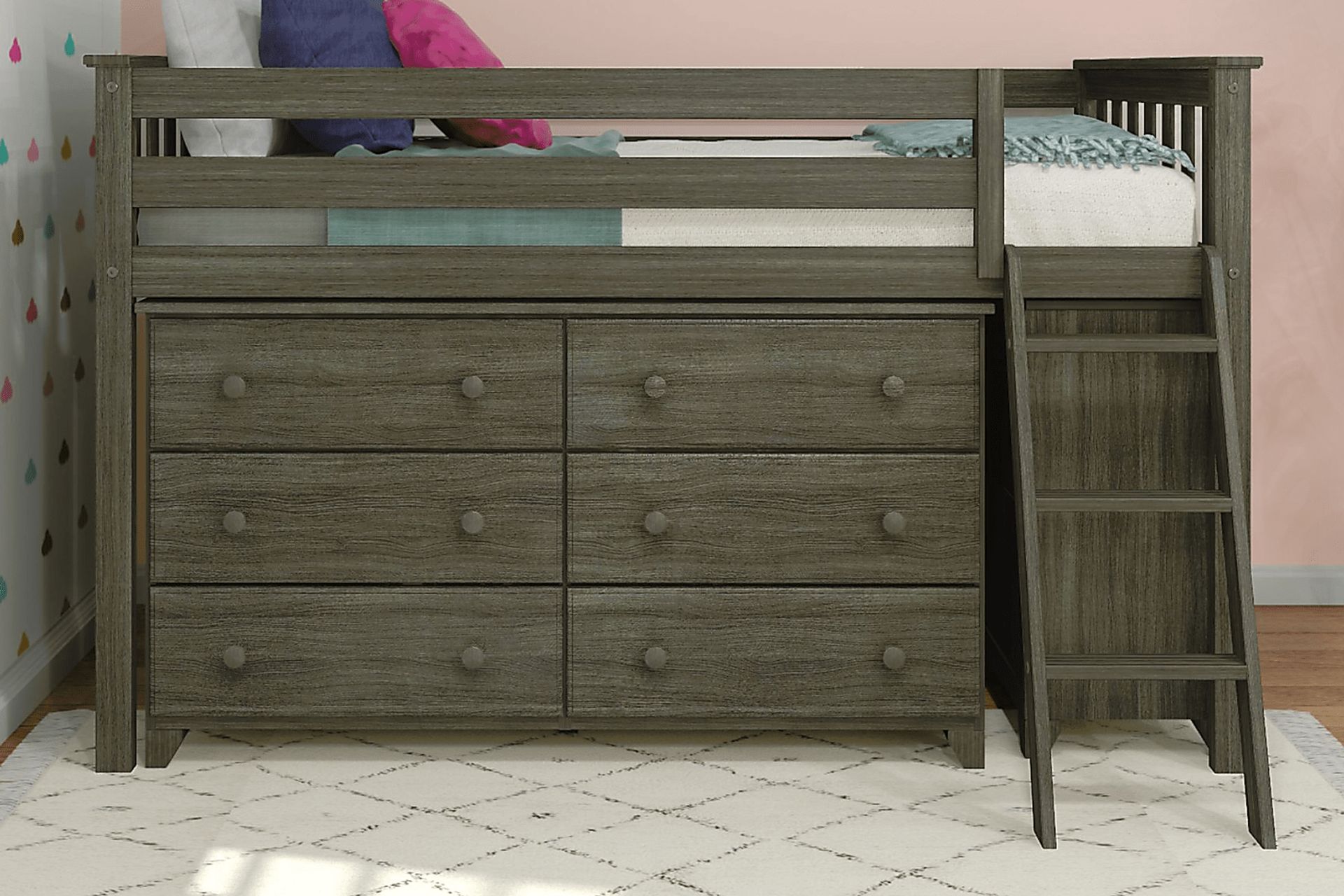 Kids Irenka II Brown Twin Loft Bed with Dresser - Image 3