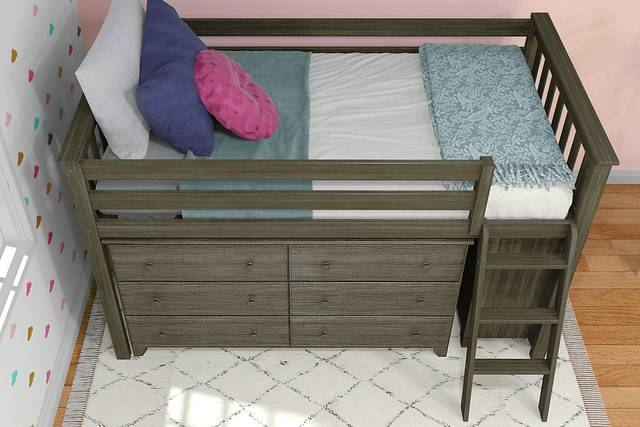 Kids Irenka II Brown Twin Loft Bed with Dresser - Thumbnail - Image 4