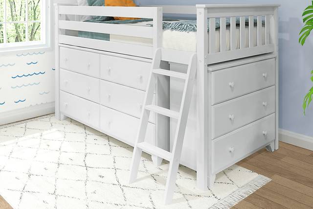 Kids Irenka II White Twin Loft Bed with Dresser - Thumbnail - Image 2