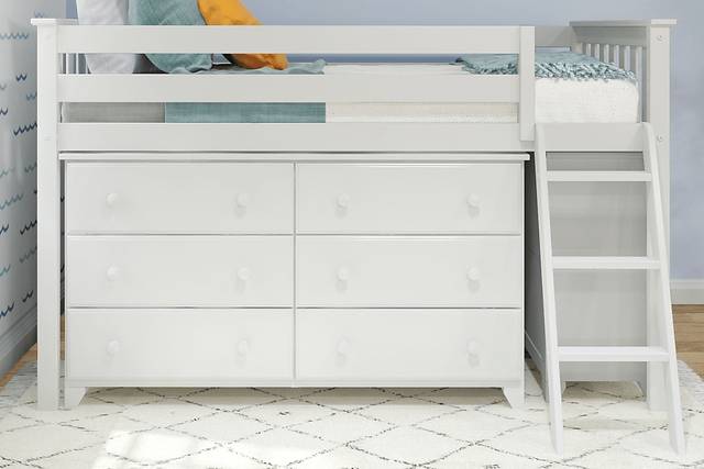 Kids Irenka II White Twin Loft Bed with Dresser - Thumbnail - Image 3