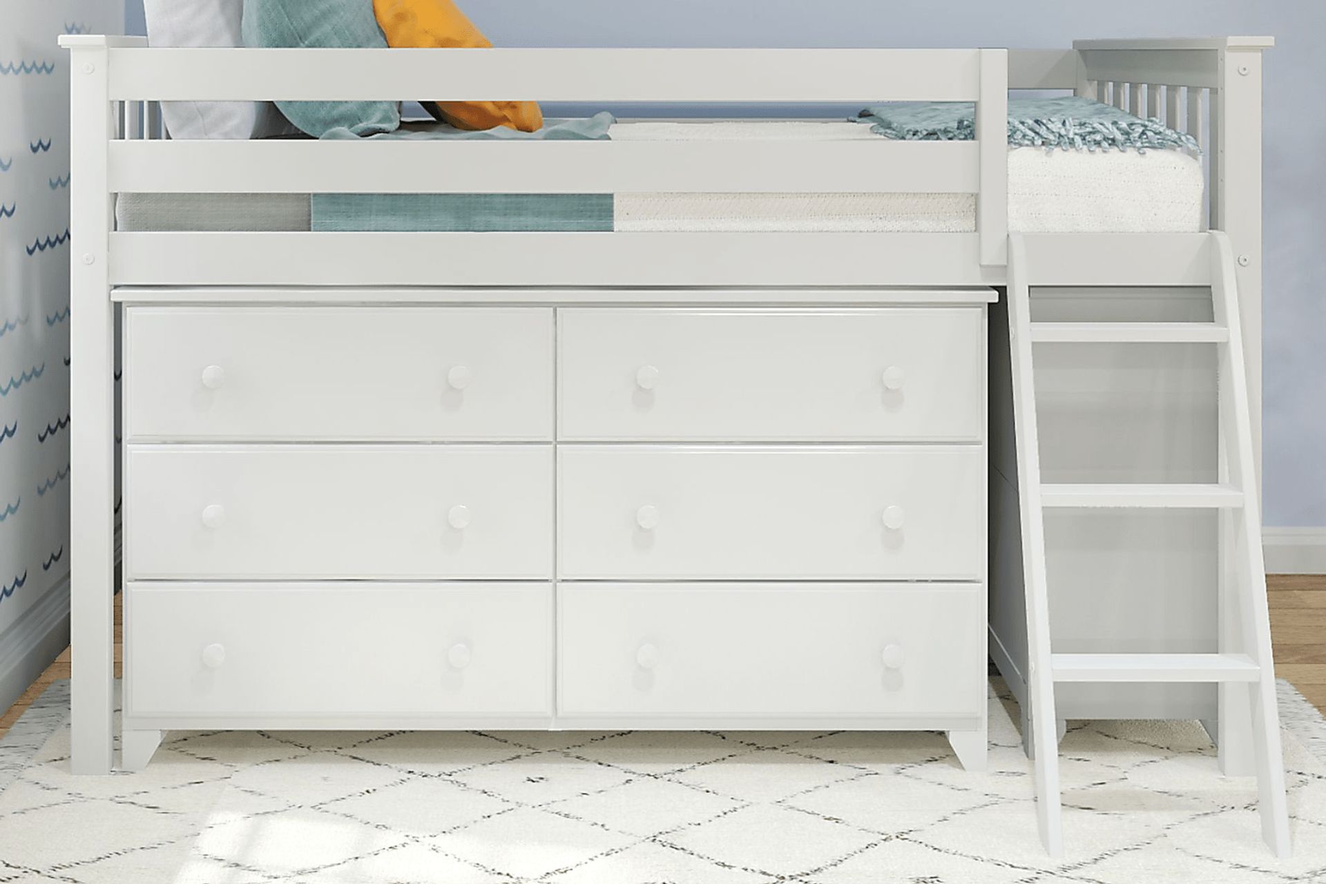Kids Irenka II White Twin Loft Bed with Dresser - Image 3