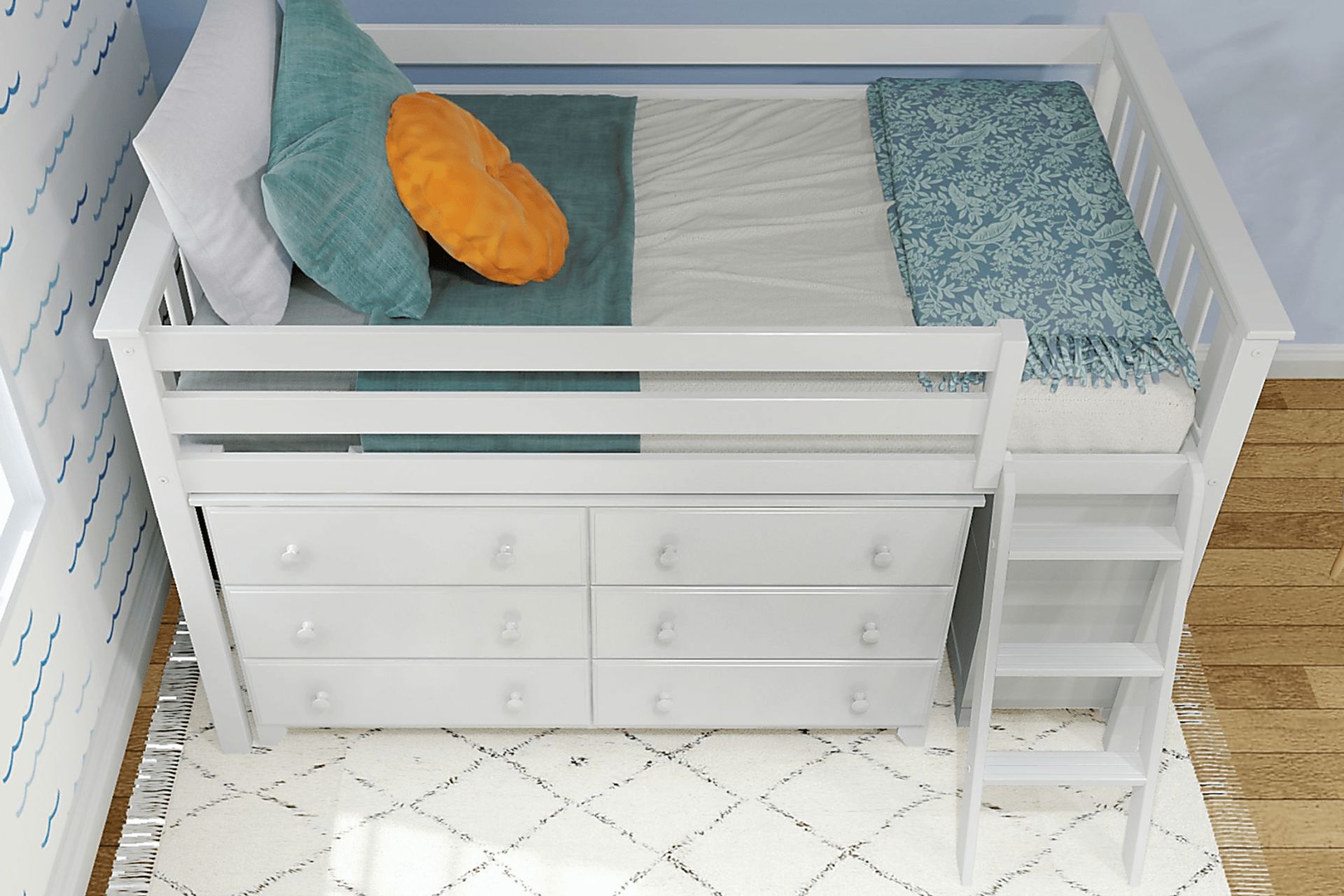 Kids Irenka II White Twin Loft Bed with Dresser - Image 4
