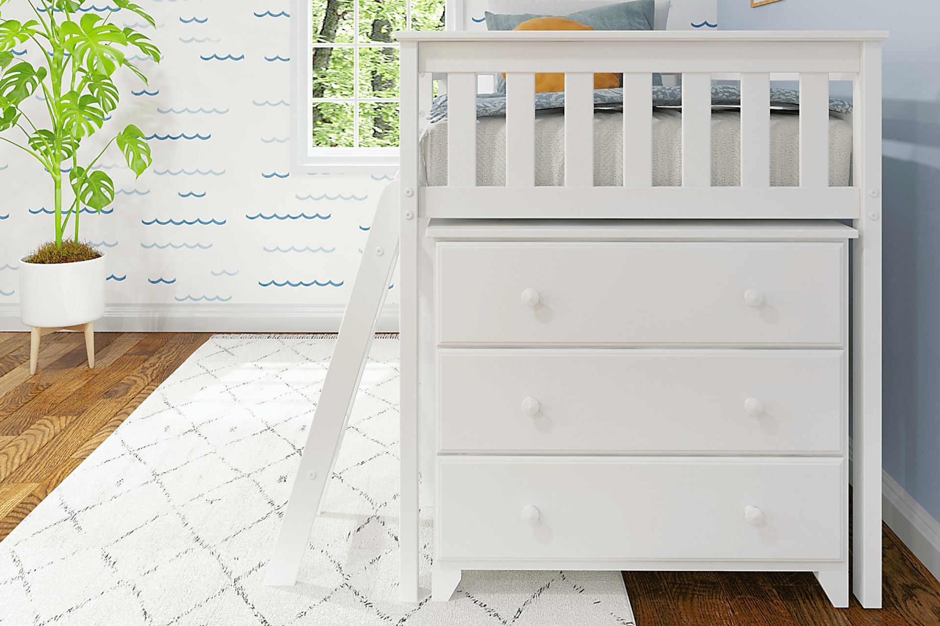Kids Irenka II White Twin Loft Bed with Dresser - Image 5
