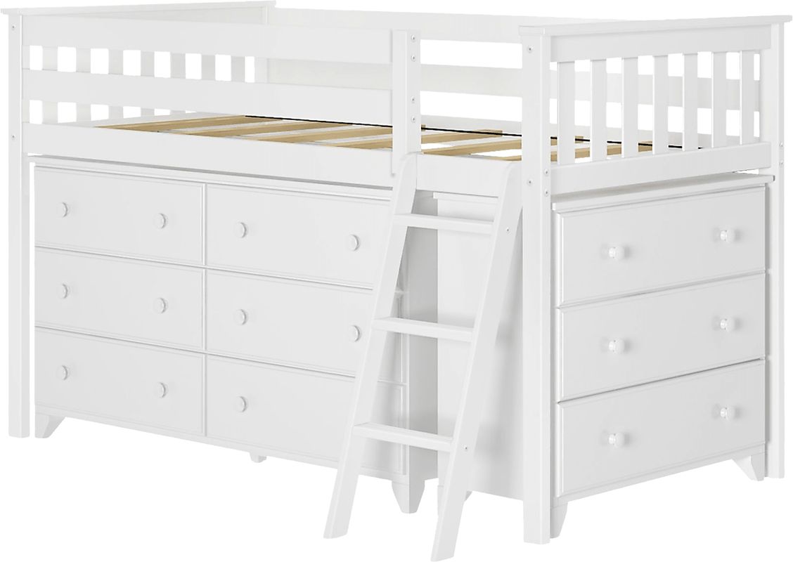 Kids Irenka II White Twin Loft Bed with Dresser