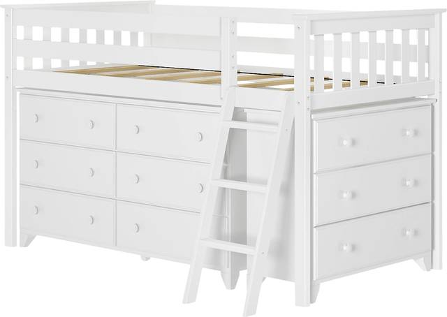 Kids Irenka II White Twin Loft Bed with Dresser - Thumbnail - Image 1