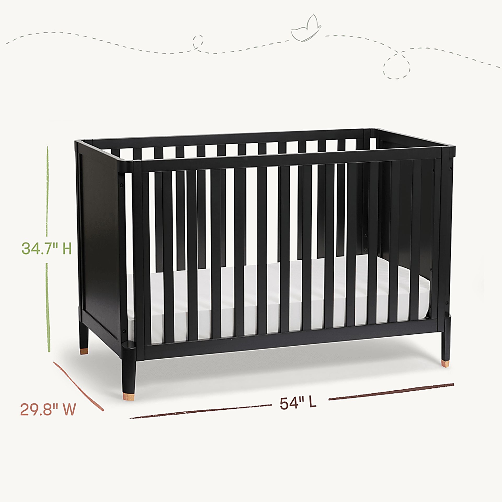 Kids Ivodu Black Convertible Crib - Image 9