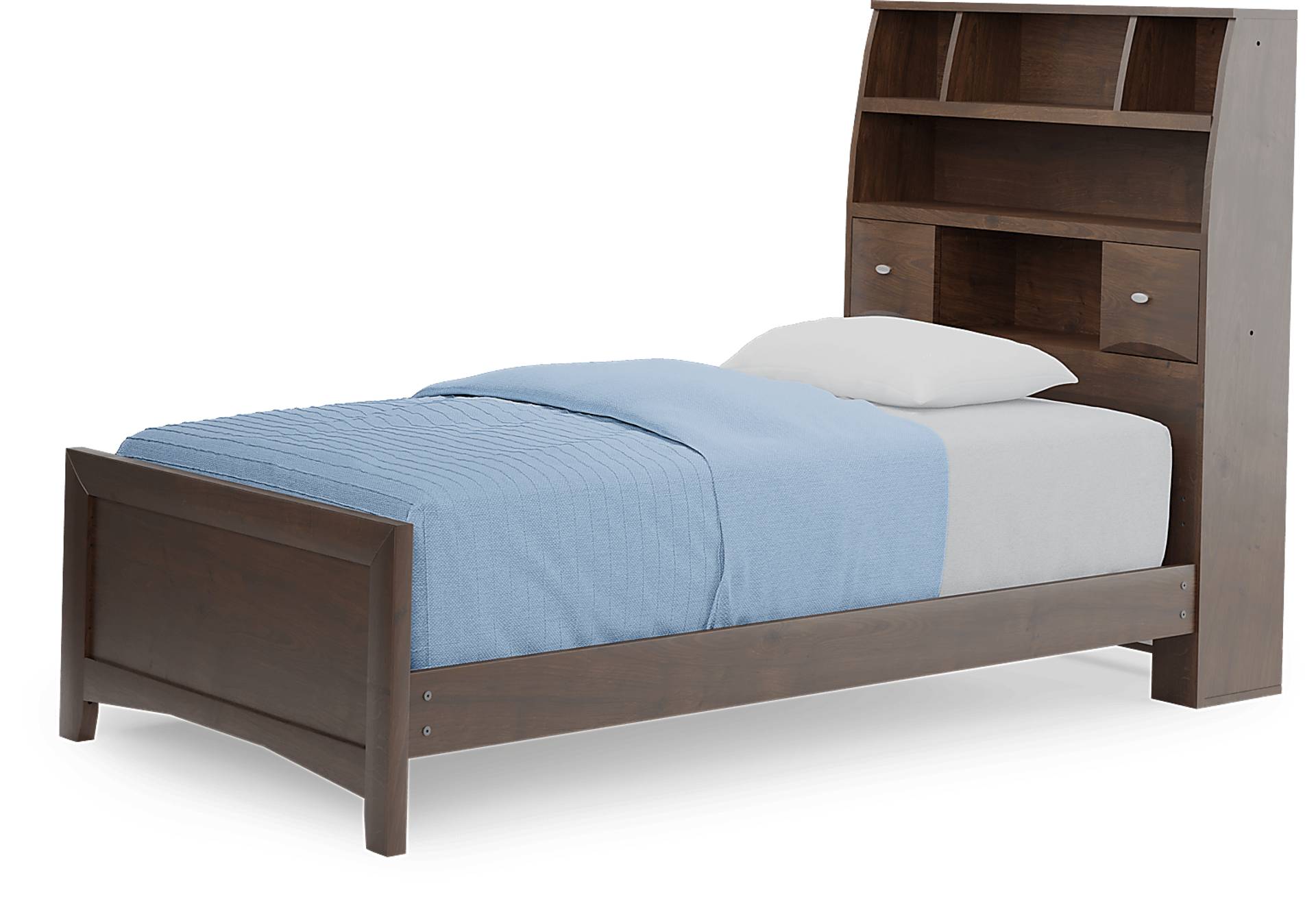 walnut 3 pc twin bookcase bed